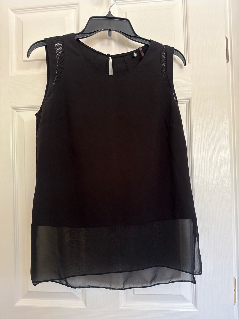 Tahari Black Sheer-Hem Sleeveless Camisole